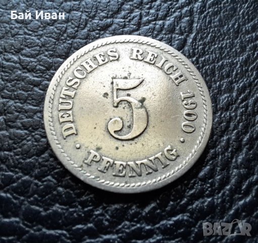 Стара монета 5 пфенига 1900 г. буква F - Германия- рядка ,124 годишна ! , снимка 10 - Нумизматика и бонистика - 39724270