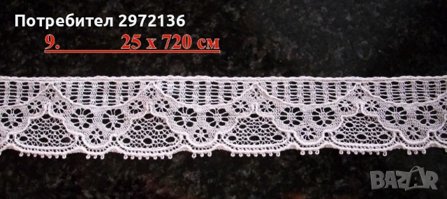 Дантела памучна, снимка 10 - Платове и дамаски - 53097704