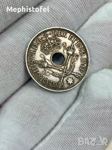 1 шилинг 1945 г, Британска Нова Гвинея - сребърна монета, снимка 4 - Нумизматика и бонистика - 53020384