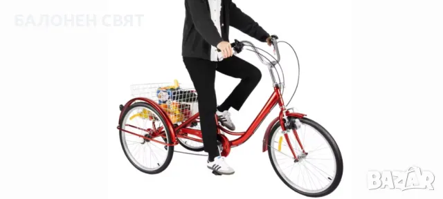 Нов автомобилен цвят Бордо - Триколка 24 цола 6 скорости Семейна Триколка, снимка 10 - Велосипеди - 49874301