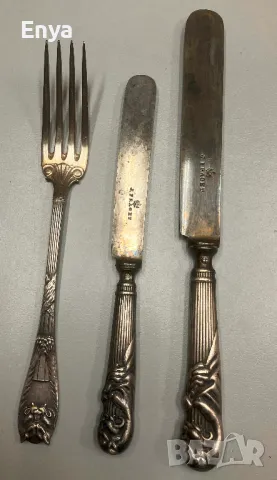 Набор от старинни ножове и вилици на J.FRAGET, снимка 10 - Антикварни и старинни предмети - 47881580