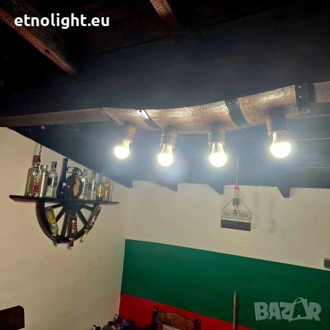 Полилеи, лампи от автентични дъбови бъчви с ръчно изработени дървени чашки , снимка 2 - Полилеи - 51918447