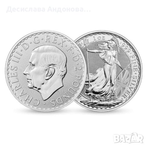 сребърна монета 1 oz оз britania британия чарлз инвестиционно сребро