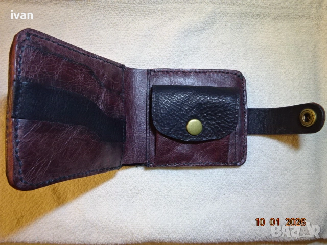 мъжки портфейл от естествена кожа /ръчна изработка/, снимка 4 - Портфейли, портмонета - 53057292