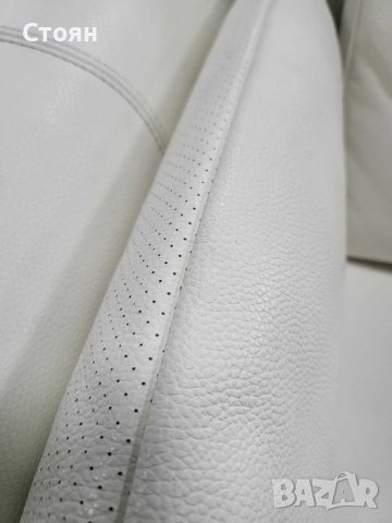 Бял кожен диван четворка, снимка 7 - Дивани и мека мебел - 39954967