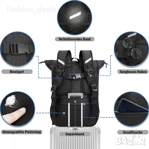 Нова черна Раница за лаптоп 15,6 инча Лека пътна за Спорт Пътуване Бизнес, снимка 5 - Раници - 39764398