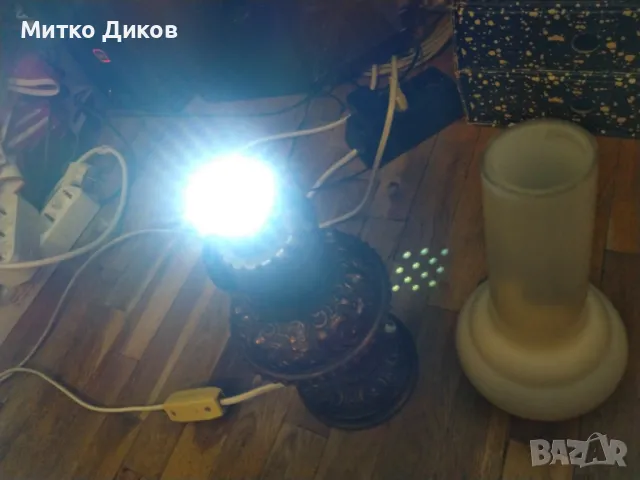 Лампа настолна ретро елект. винтидж бронз.основа около 3кг работи Н-50см фи 135 мм и на плафона 26см, снимка 15 - Настолни лампи - 49486281