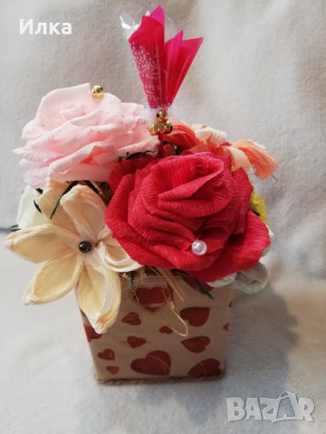 Изработвам цветя от креп хартия. , снимка 2 - Декорация за дома - 21557737
