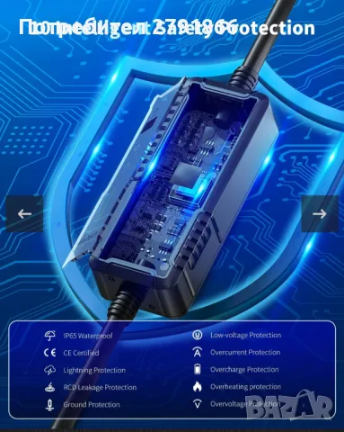 Заряден кабел за електрически автомобили RamTouch тип 2 Schuko 3.7 kW, 1 фаза, 6м. LCD дисплей, снимка 3 - Аксесоари и консумативи - 50160101