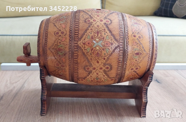 буренце пирографирано ретро с три чашки за ценители , снимка 3 - Антикварни и старинни предмети - 52255089