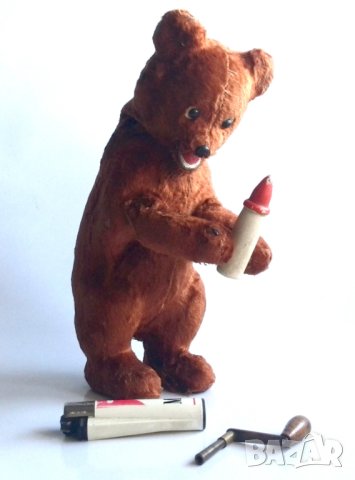 Bear Wind Up Toy Руско механично плюшено мече от 60-те години с бутилка Кафява мечка Работен ключ Иг, снимка 5 - Колекции - 42484552