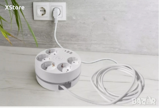 Кабелна макара Technaxx, с множество гнезда, удължителен кабел 140 cm, USB 5x 230V, снимка 2 - Друга електроника - 52520361
