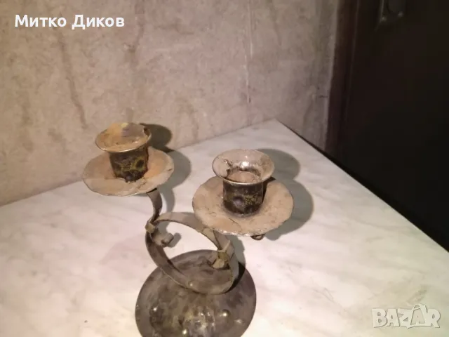 Свещник от ковано желязо – ръчна изработка-двойка, снимка 4 - Декорация за дома - 49589647