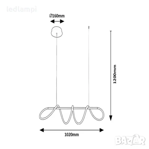 LED Полилей 40W Дизайн Черно Тяло Неутрално Бяла Светлина, снимка 4 - Полилеи - 49131451