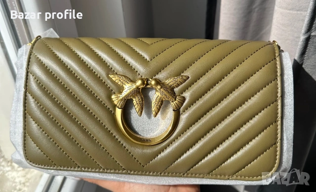 Дамска чанта Pinko Love Click Baguette Mini Chevron маслинено зелено, , снимка 5 - Чанти - 53998487