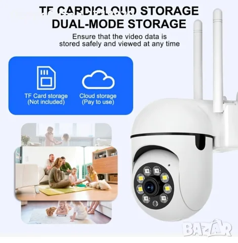 2 броя WiFi Камери за Наблюдение,Камери за видеонаблюдение. 1080P HD, Външни, Зум, Видео Сигурност, снимка 7 - HD камери - 56006876
