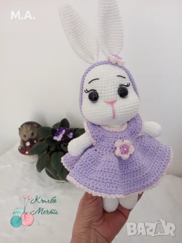 Зайче - ръчно плетиво, снимка 4 - Плюшени играчки - 49782042