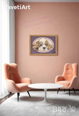 Оригинална картина – кученце – ръчна изработка – идея за подарък, снимка 5 - Картини - 53999154