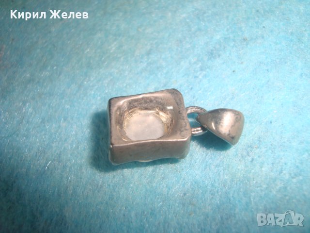 СТАР ПОСРЕБРЕН АРТ ДЕКО СТИЛ СТОМАНЕН МЕДАЛЬОН с ШЛИФОВАН СКЪПОЦЕНЕН КАМЪК КОТЕШКО ОКО 3696, снимка 5 - Антикварни и старинни предмети - 35642505