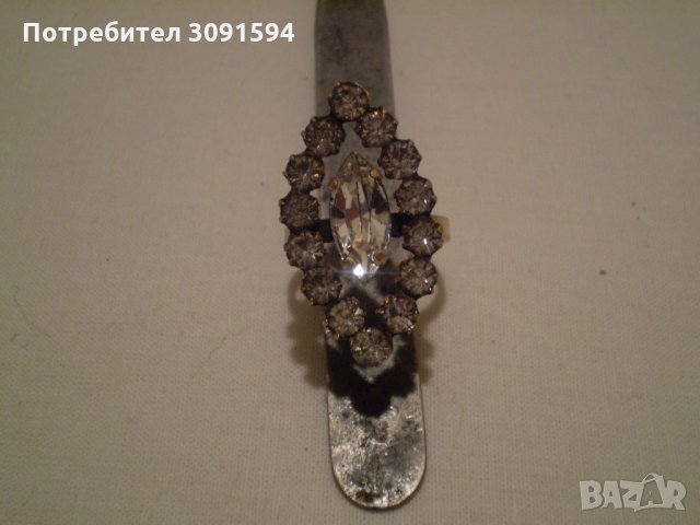 стар дамски пръстен месинг със позлата и циркони, снимка 6 - Антикварни и старинни предмети - 35218309