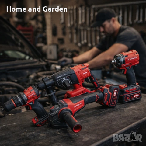 Комплект 4 в 1 — акумулаторен перфоратор, гайковерт, винтоверт и ъглошлайф 36V 8A, снимка 2 - Други инструменти - 53938020