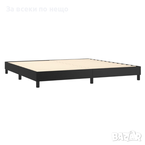 Боксспринг легло с матрак, черно, 200x200 см, изкуствена кожа, снимка 3 - Спални и легла - 44679679