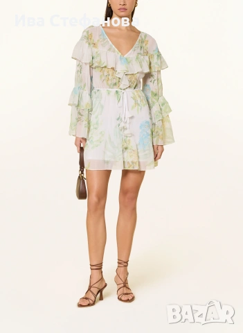 Нова разкошна елегантна  феерична парти коктейлна рокля флорален принт цветя Guess guess , снимка 7 - Рокли - 48223259