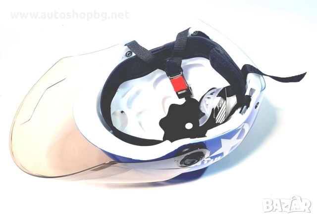 Каска за скутер, мотопед синя, снимка 3 - Аксесоари и консумативи - 52165220