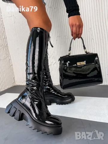 Дамски ботуши от лак, снимка 2 - Дамски ботуши - 52306081