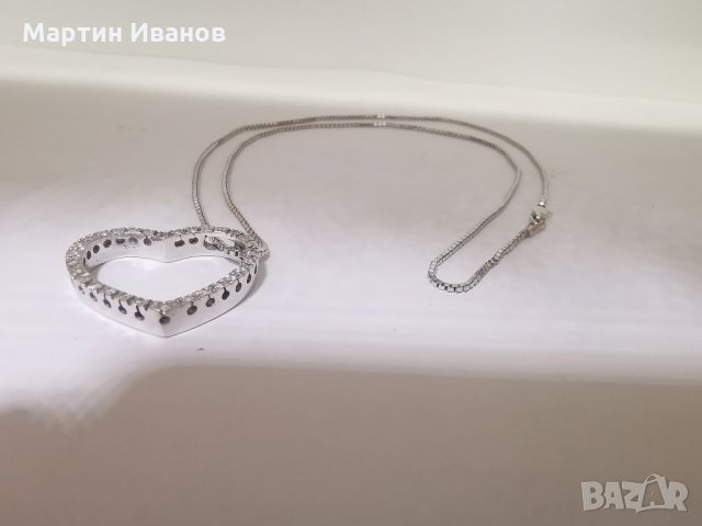 Златно колие със сърце -бяло злато , снимка 12 - Колиета, медальони, синджири - 13092630
