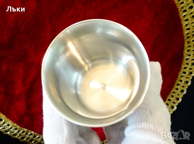 Чаша от калай за вино,Ловци,покер., снимка 3 - Антикварни и старинни предмети - 36597501