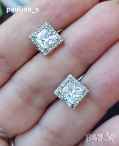 Два различни чифта / Сребърни обеци с Моисанит / проба 925  , снимка 7 - Обеци - 35616027