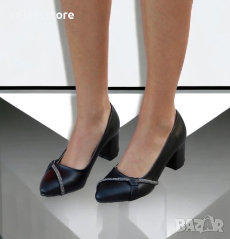 Обувки на ток - черна кожа - QL55 (Големи номера)