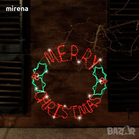 Лед Led светлинен надпис кръгла Весела коледа Merry Christmas, снимка 9 - Лед осветление - 52295262