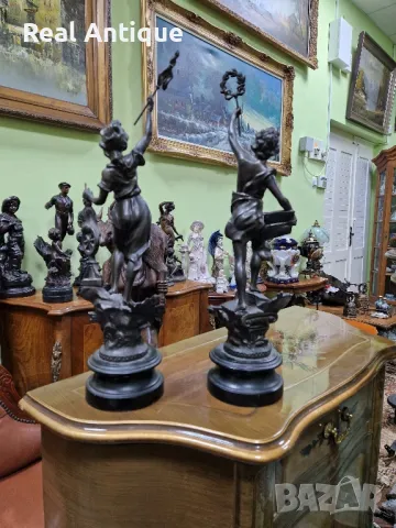 Чифт страхотни антикварни колекционерски френски фигури статуетки , снимка 7 - Статуетки - 48272214