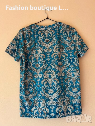 Тюркоазена тениска с уникален десен М размер 💚🩵💙, снимка 4 - Тениски - 52051315