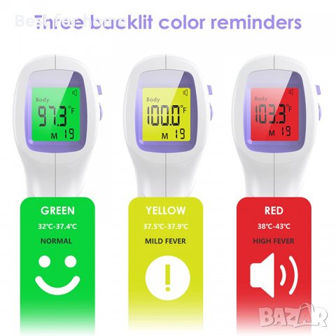 Инфрачервен термометър PC868 цветен алармен, за тяло и повърхност, снимка 4 - Друга електроника - 39004879