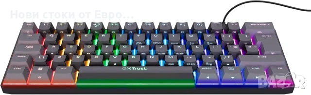 Trust Gaming GXT 867 Acira 60% механична клавиатура, UK Layout, RGB, снимка 9 - Клавиатури и мишки - 54012826