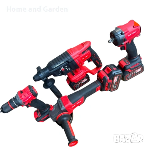 Комплект 4 в 1 — акумулаторен перфоратор, гайковерт, винтоверт и ъглошлайф 36V 8A, снимка 5 - Други инструменти - 53938020