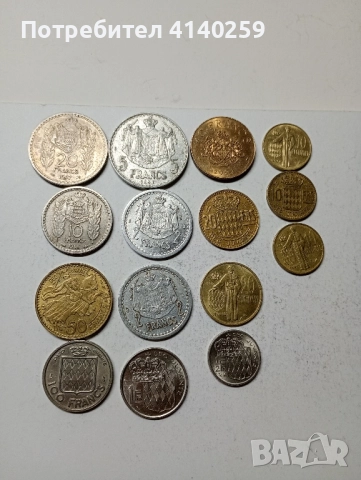МОНАКО МОНЕТИ голям лот 20 франка 1947 г 10 франка 1946 г 100 франка 1956 г 