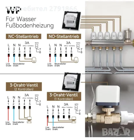 Beok WiFi Smart огледален стаен термостат,стенен за отопление на вода, програмируем седмичен, снимка 5 - Камини - 50259039