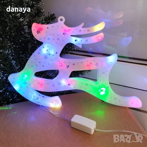 4228 Светещ коледен елен с преливащи LED свeтлини украса за стена, снимка 3 - Декорация за дома - 42673765