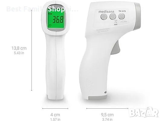  Безконтактен инфрачервен термометър за тяло на Medisana 

, снимка 2 - Друга електроника - 48591739