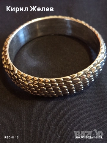 Дизайнерска сребърна гривна Giovanni Raspini Змийска кожа майсторска ръчна изработка 52448, снимка 6 - Гривни - 53005731