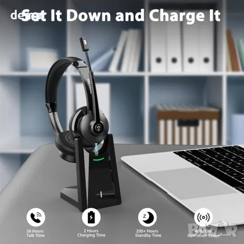 Безжични слушалки Vonztek с микрофон, Bluetooth слушалки с шумопотискане и USB донгъл, снимка 5 - Bluetooth слушалки - 49404341