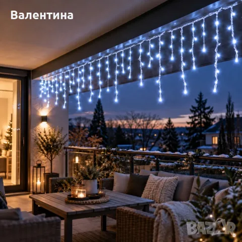 🌲💥Коледни LED лампички тип „Ледени висулки“ – 26,5 м, 500 LED, студено бяла светлина,💥🌲