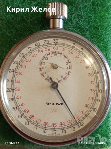 Винтидж механичен хронометър TIM SWITZERLAND рядък за КОЛЕКЦИОНЕРИ 41444, снимка 2 - Антикварни и старинни предмети - 54078485