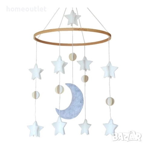 ПРОМОЦИЯ Въртележка за бебешко креватче в неутрални тонове “ Луна и звезди” BABY WINDSPIEL JUNGE , снимка 2 - Други - 52706793