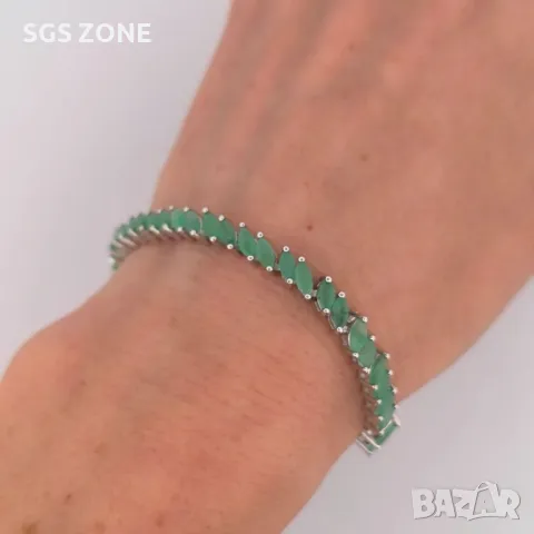 Тенис Сребърна Гривна Emerald/Ruby/Sapphire, снимка 3 - Гривни - 49889868