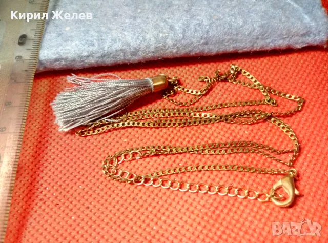 ШАРМАНТНО БОХО КОЛИЕ ПОЗЛАТЕНА МЕДНА ВЕРИЖКА с ФЕЕРИЧНА АРТ ВИСУЛКА 47398, снимка 2 - Колиета, медальони, синджири - 47316586